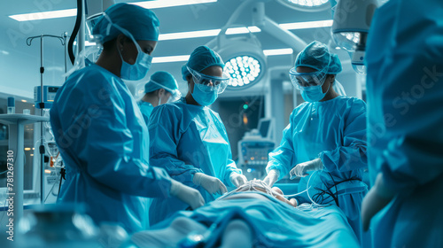 Dedicated medical team performing surgical procedure in a modern operating room