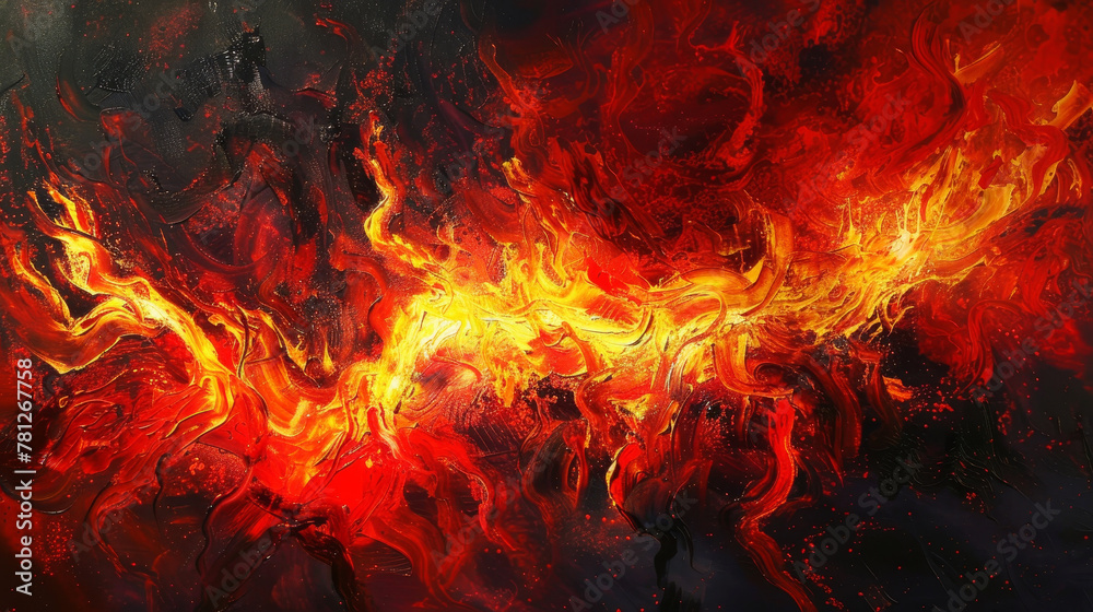 Abstract fiery flames with intense blaze and vibrant color palette