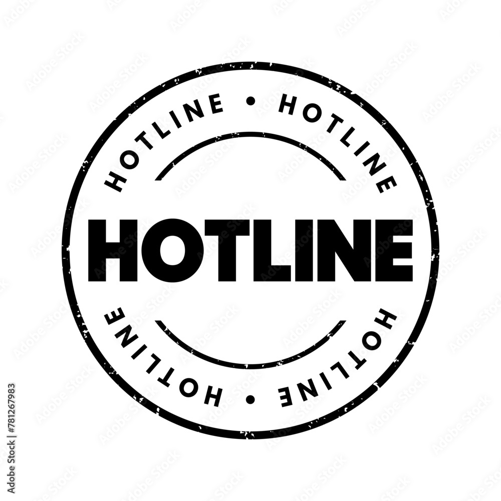 Hotline - a telephone service that is set up for a specific purpose, such as providing support, information, or assistance to callers in need, text concept stamp