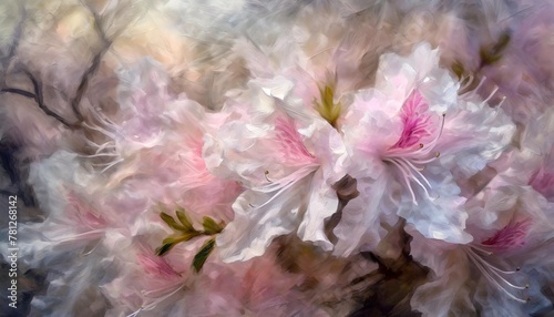 beautiful soft watercolor of azalea blossom pink and white flower desktop background wallpaper generative ai