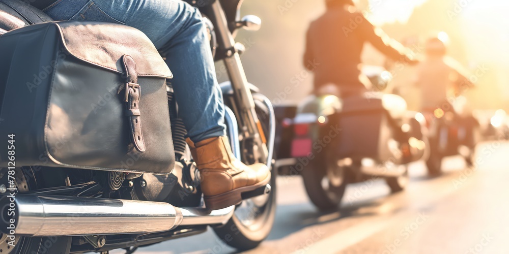 motorcycle that is on a trip. drive on a nice summer evening created by ai