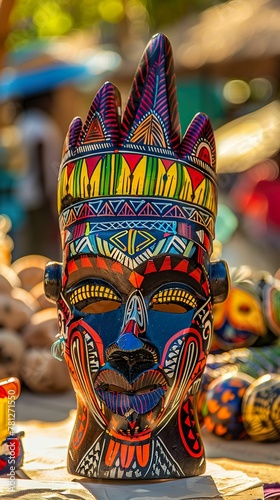African Tribal Mask vibrant colors