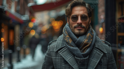 urban scene with male fashionable model in black sunglasses © Irina