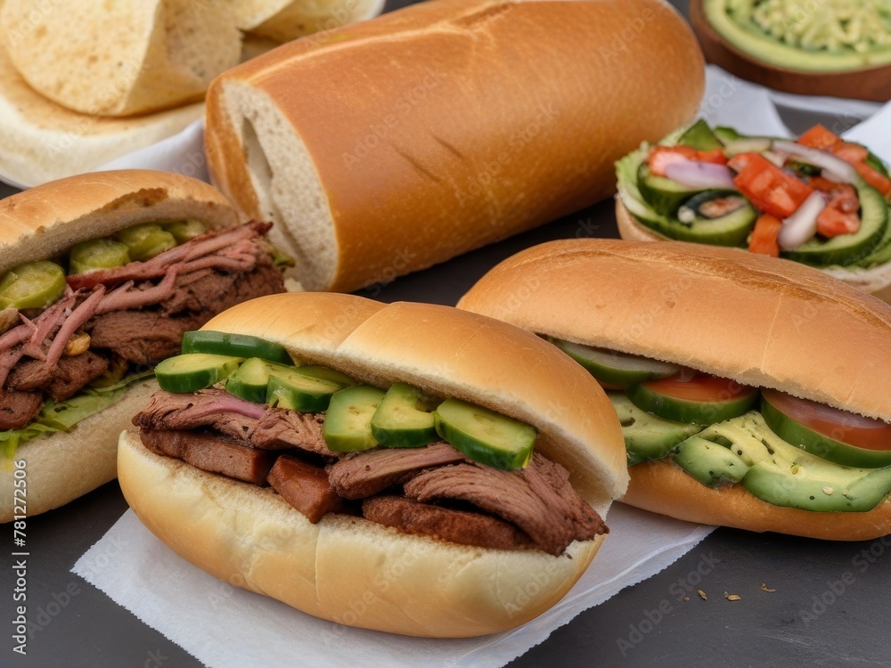 Delicious burgers made with tortas, Mexican-style sandwiches filled with layers of delicious ingredients like sliced avocado, refried beans