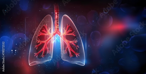 Vibrant illustration showing healthy lungs with dynamic medical animations, Vital organ, respiratory health, medical concept