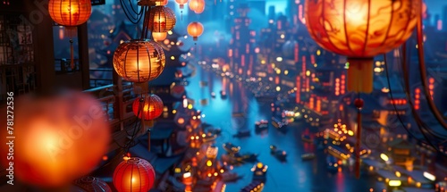 Glowing lanterns floating markets