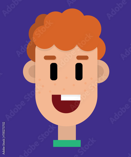 Simple vector illustration of a redheaded man on a dark background