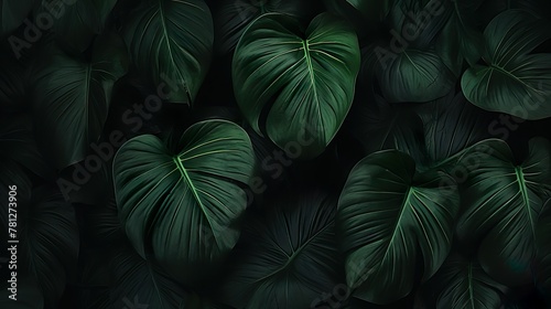 Intricate details of heartleaf philodendron leaves with deep green coloring photo