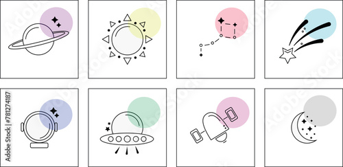 Space-themed icons in the same style
