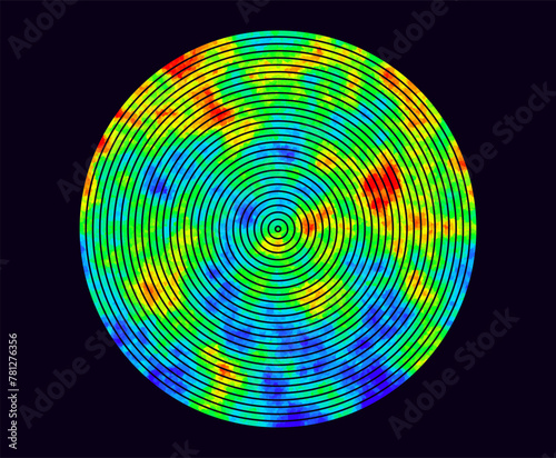 Heat Map Background. Infrared Thermal Camera Landscape Scan. Temperature Scanner Radar Global Warming Concept. Vector Illustration.