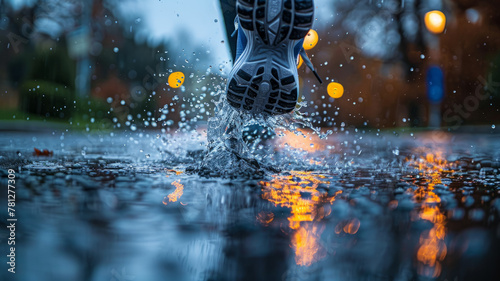 Runner splashing through a puddle © SashaMagic