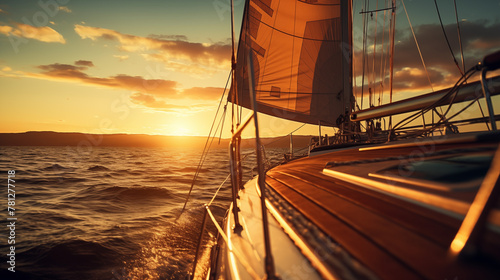 Golden Sailing Experience - Luxurious Yacht on Ocean at Dusk
