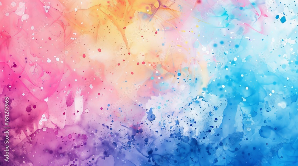 Colorful splatters on a watercolor texture background...