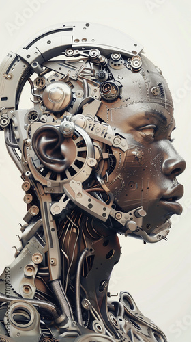 human skull and gears
