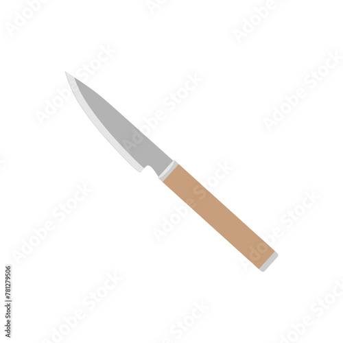 japanese sushi knife flat design vector illustration. Design element, illustration with sharp steel fish knife for sushi bar, Japanese or seafood restaurant menu
