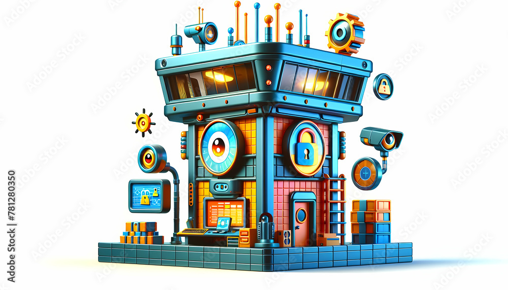 Cyber Security 3D Icon: Cyber Watchtower - Keep Watch Over Your Digital Domain with Our Cybersecurit Cyber Security 3D Icon: Cyber Watchtower - Keep Watch Over Your Digital Domain with Our Cybersecurit