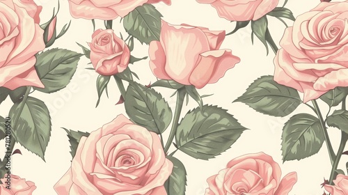 An illustration design of pastel pink roses. Modern illustration with transparent background. Spring summer pastel pink roses background.