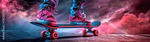 Dynamic urban skate park tricks, energetic, youth culture, sports photo