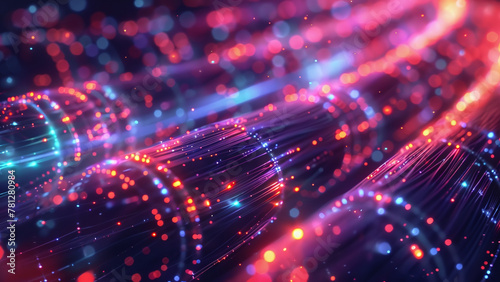 Vibrant Connectivity  Neon Colors Illuminate Abstract Fiber Optic Transmission