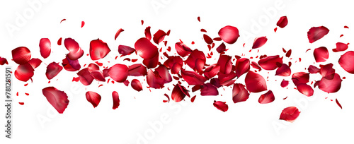 Fragile flying pink and white flower petals. pink on a white background. Concept for Valentine's day.