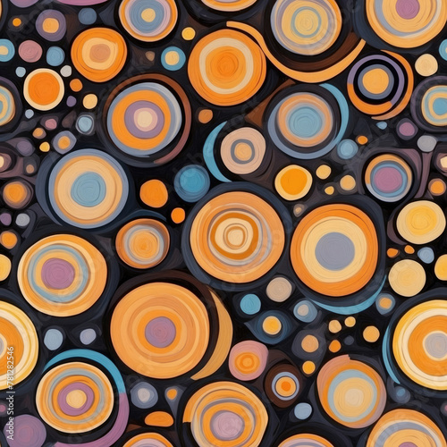 seamless pattern of colorful concentric circles in digital modern style to use as texture for packaging, fabric, wallpaper, clothing