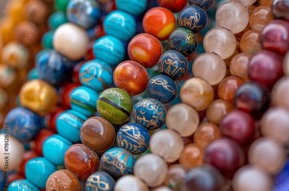 Colorful prayer beads close-up Colorful prayer beads close-up