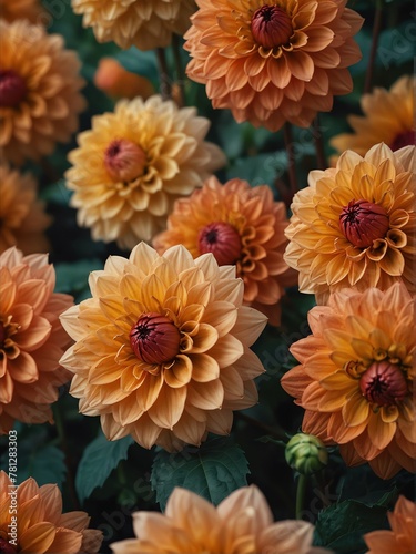orange dahlia flowers close-up from Generative AI