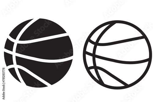 Basketball flat icons. Basketball ball silhouette vector set. Soccer icon.  Basketball logo,  Sports equipment, symbol illustration. Vector illustration photo
