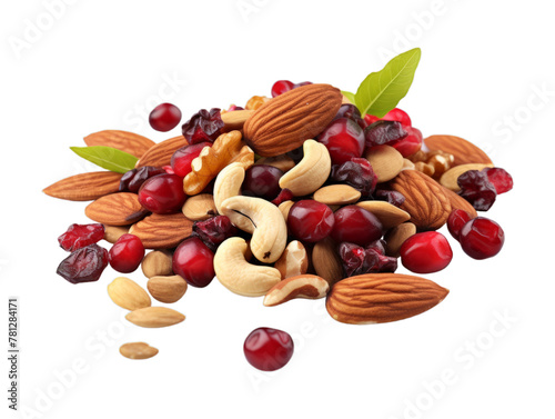 Cherry Trail Mix isolated on transparent png background. Generative ai