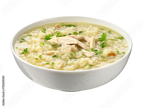 Chicken And Rice Soup isolated on transparent png background. Generative ai