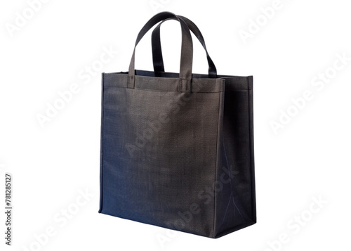 Black fabric shopping bag isolated on transparent background