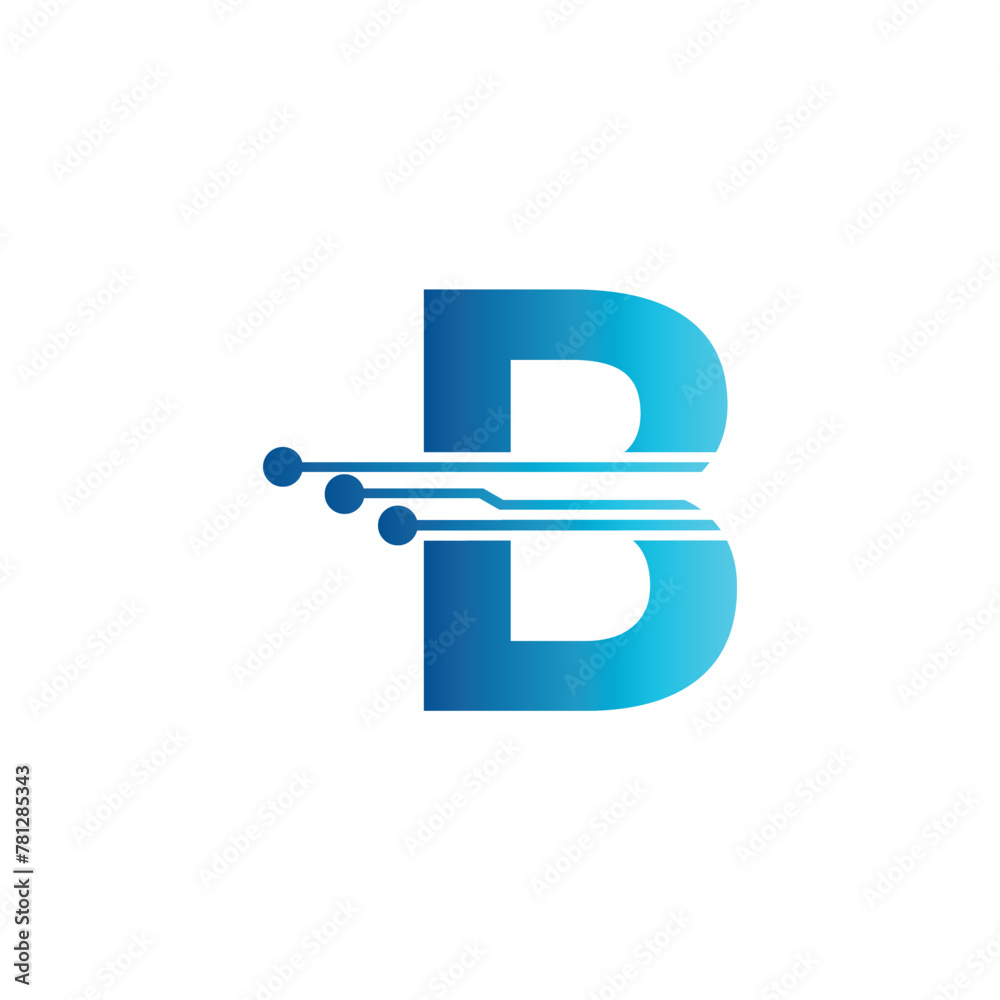 B letter tech logo, initial B for technology symbol