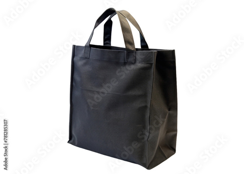 Black fabric shopping bag isolated on transparent background