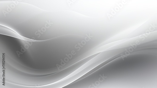 The dynamic abstract white waves on a grayscale background represent movement and serenity in a minimalist manner