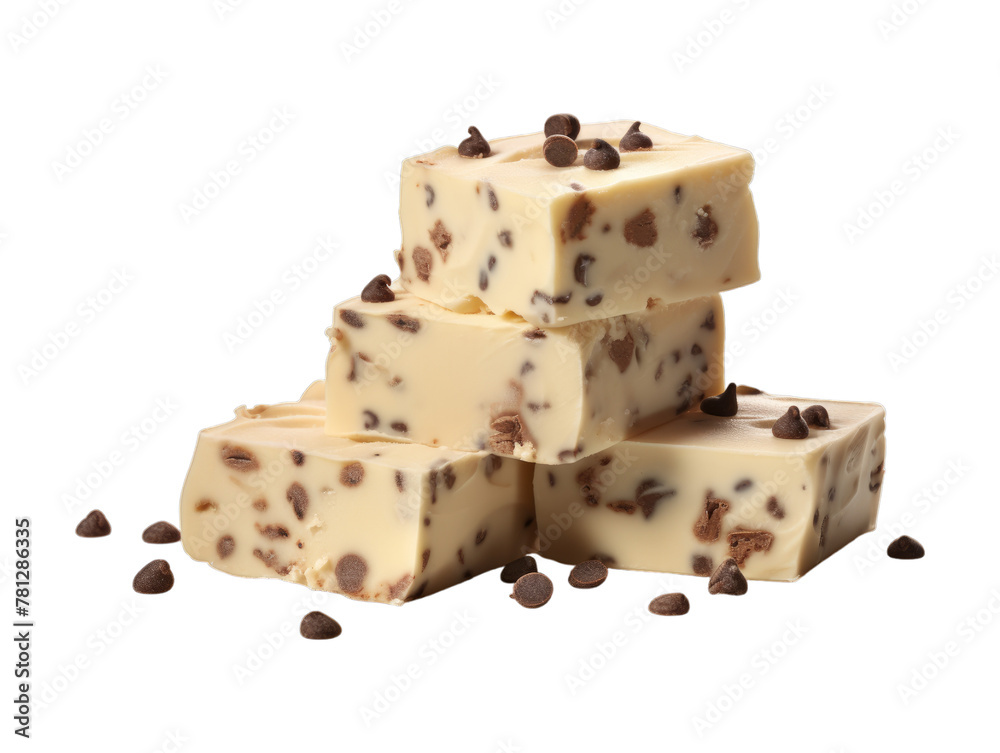 Chocolate Chip Fudge isolated on transparent png background. Generative ai