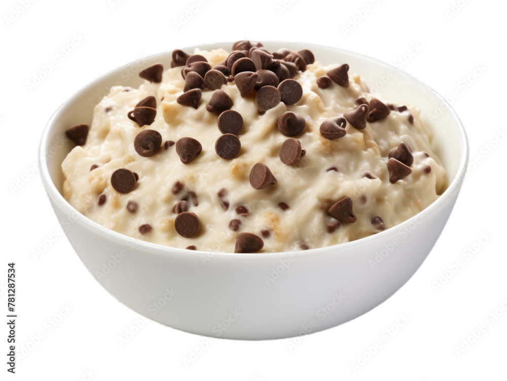 Chocolate Chip Rice Pudding isolated on transparent png background. Generative ai Chocolate Chip Rice Pudding isolated on transparent png background. Generative ai