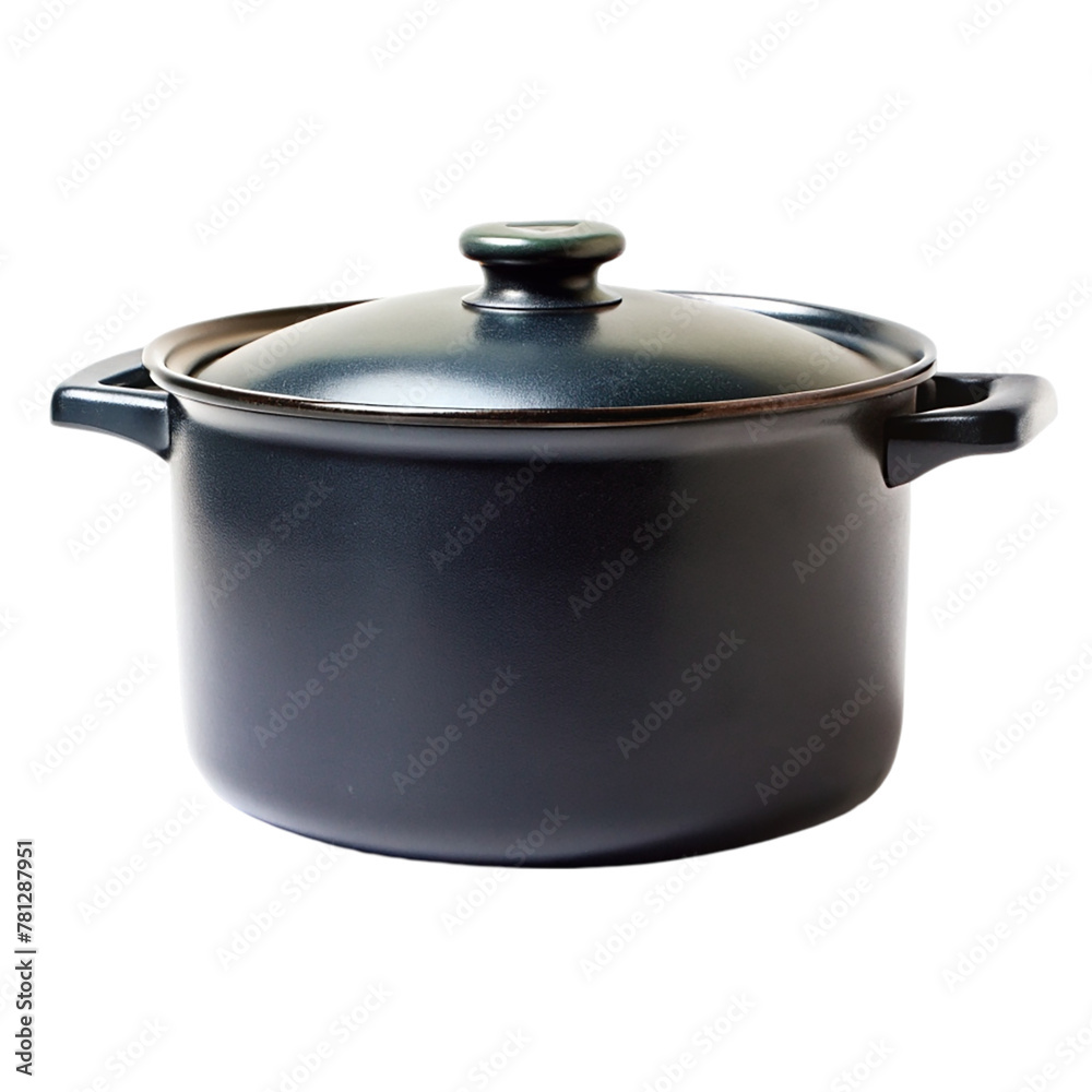 Black pot with cover isolated on transparent background Black pot with cover isolated on transparent background