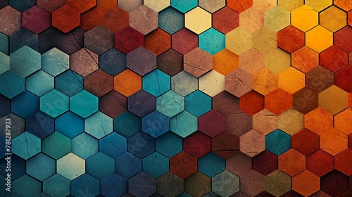 A warm gradient of colors on a hexagonal pattern creates a cozy yet dynamic backdrop