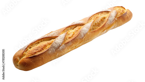 French bread baguette isolated on transparent background