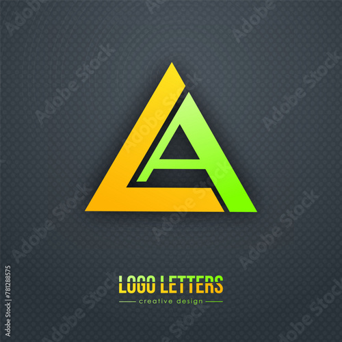 The design of the letters L and A. A logo template for a business card, corporate design, recognizable element of a brand or corporation. The idea of thematic creativity