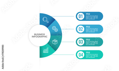 Infographic annual report design template. Business presentation concept with 4 step or options. Vector illustration.
