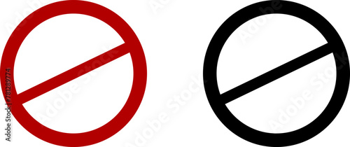 Sign forbidden. Icon symbol ban. Red circle sign stop entry ang slash line isolated on transparent background. Mark prohibited. Icon symbol ban. Mark prohibited. photo