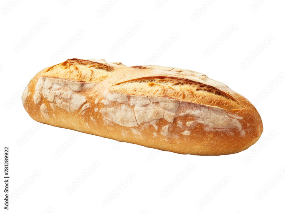 Ciabatta Loaf isolated on transparent png background. Generative ai
