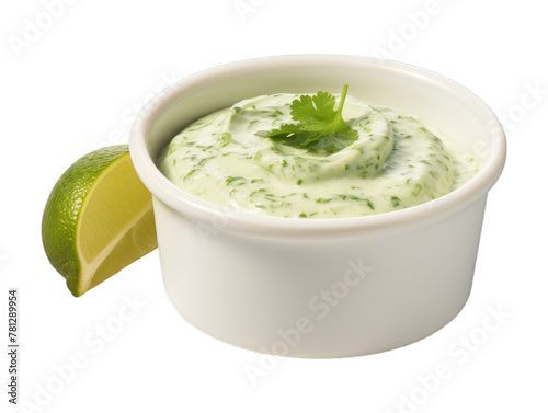 Cilantro Lime Dip isolated on transparent png background. Generative ai