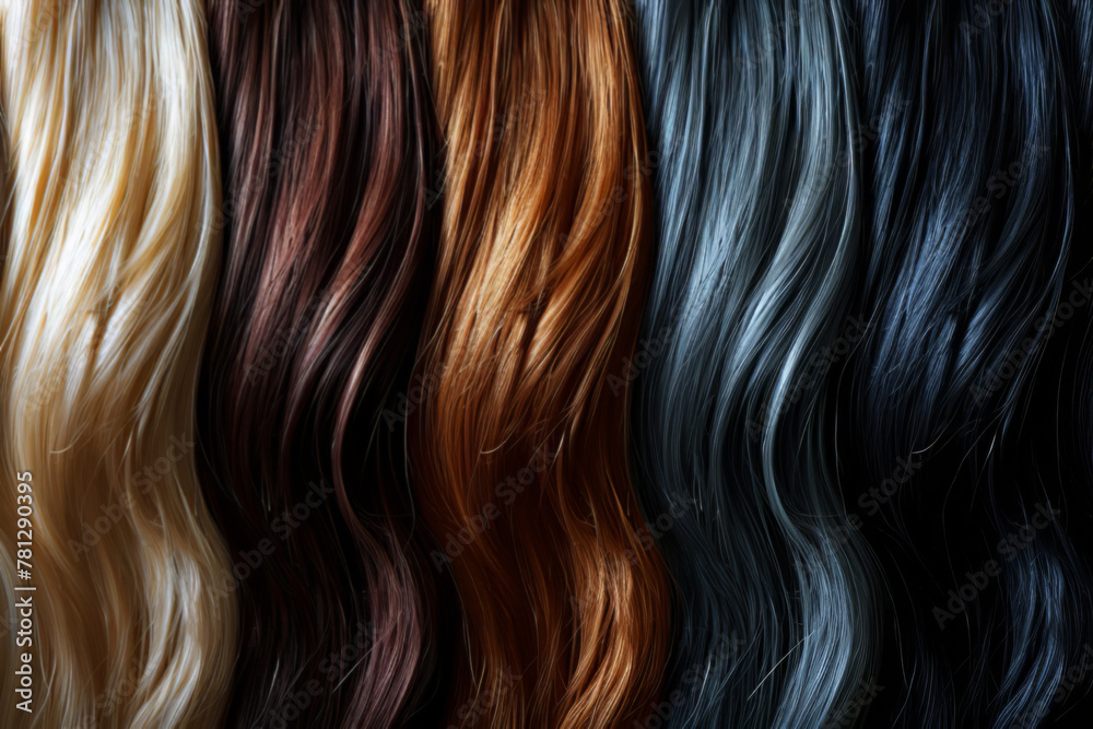 Naklejka premium Rich and Diverse Hair Colors in Various Shades and Curls