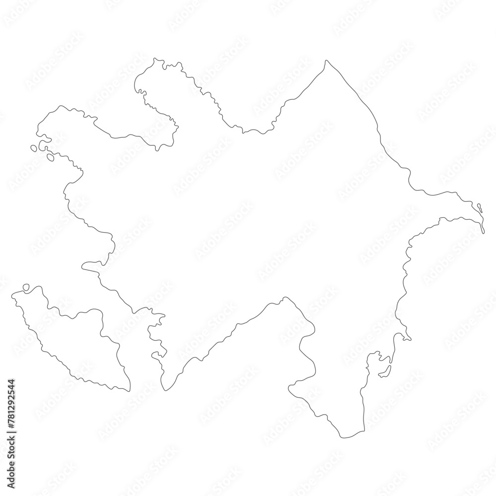 Azerbaijan map in white outline color