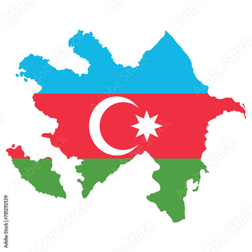 Azerbaijan map with Azerbaijan flag