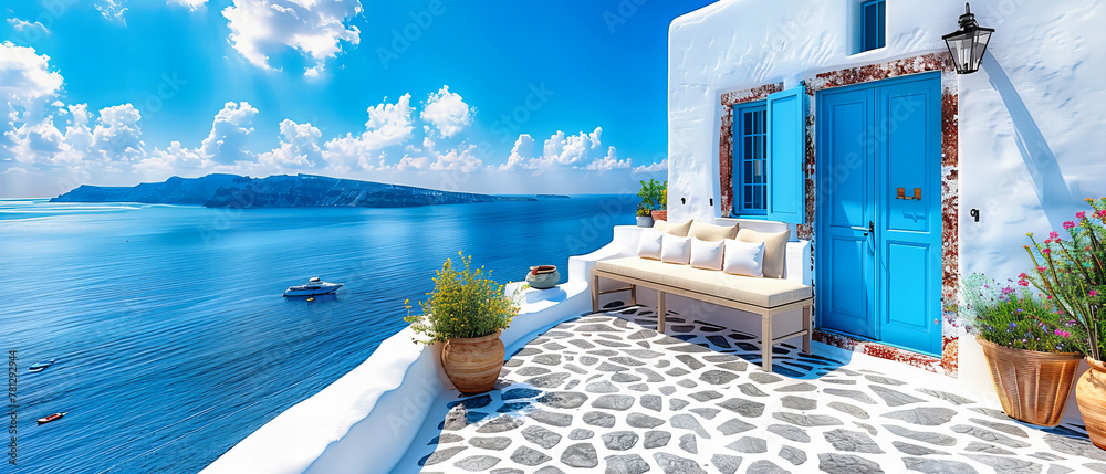 Φωτογραφία The Majestic View of Santorini, Where the Blue of the Sky Meets the Calm of the