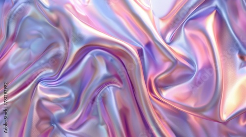 An elegant flying holographic glossy cloth on an abstract 3D art background.
