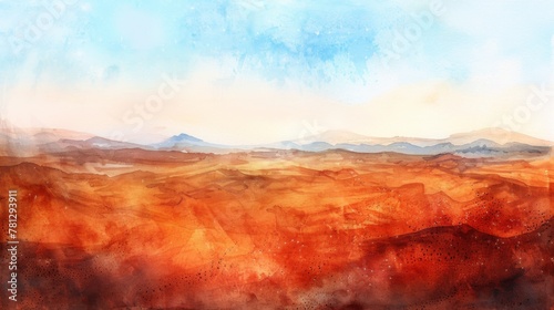 Desert Dreamscape  Vibrant Watercolor Illustration of Arid Landscape.